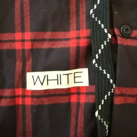 Off-White Red and Black Flannel Large - Picture 3 of 6